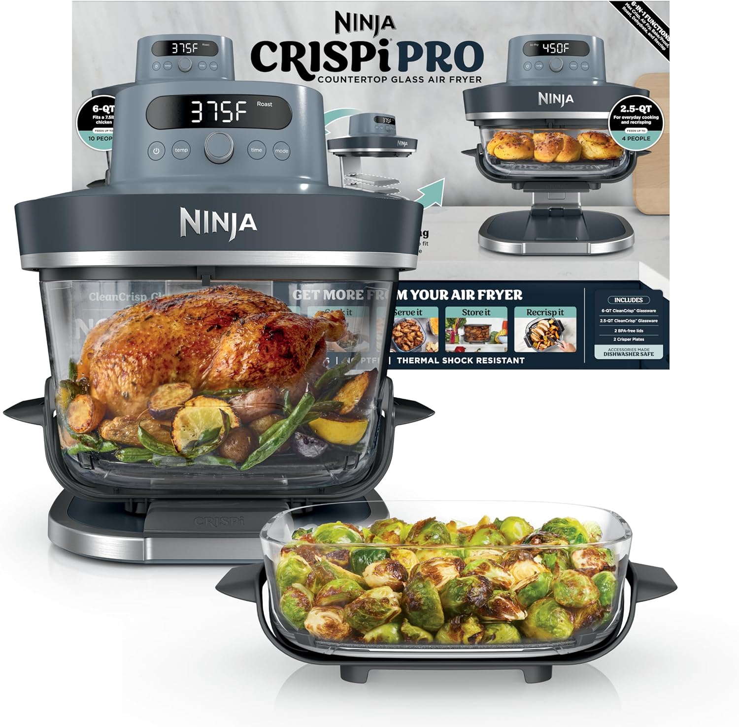 Meal Prep Microwave - Ninja Crispi Pro 6-in-1 Glass Air