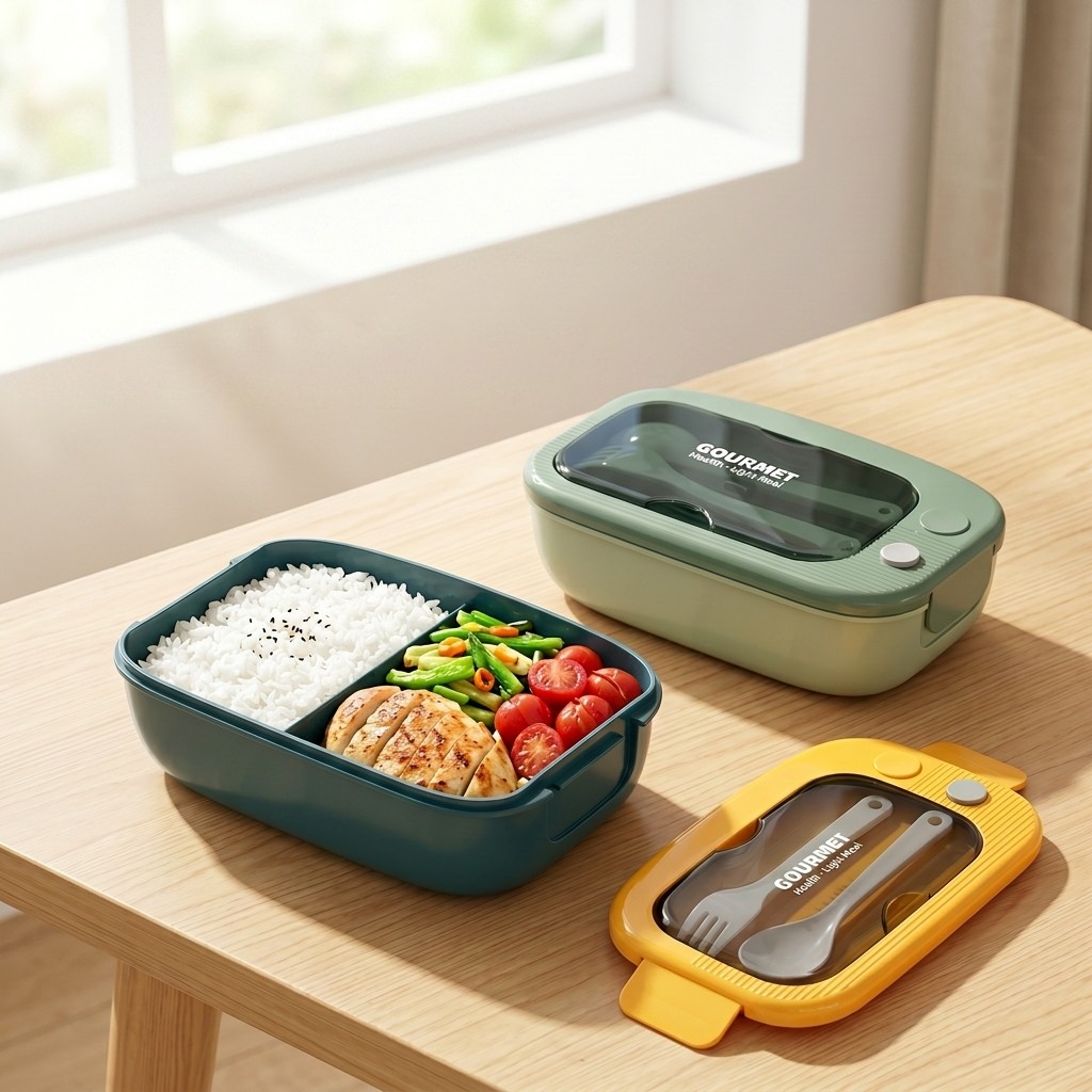 Meal Prep Container - Microwavable Plastic Bento Box 2 Compartment