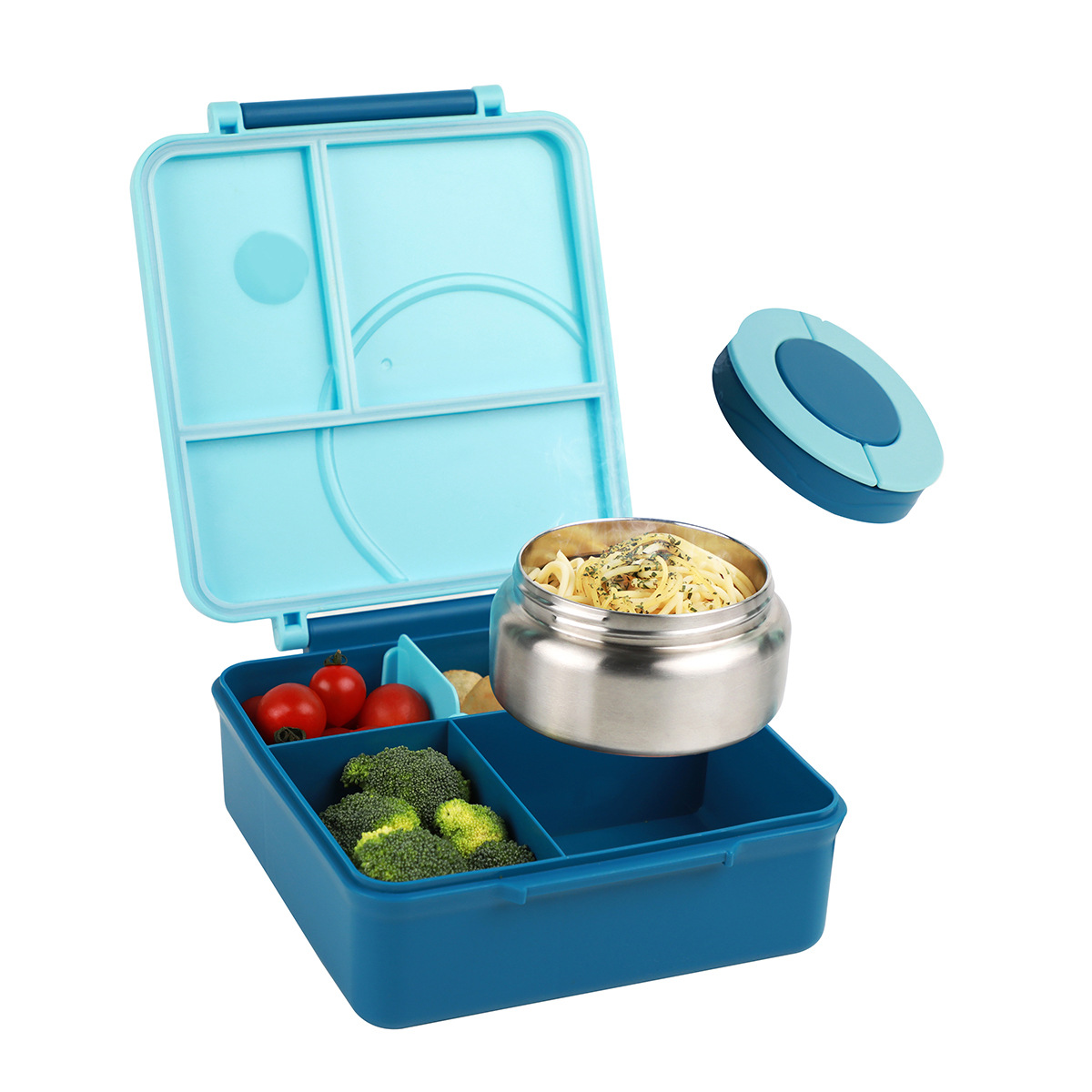 Meal Prep Soup - Four-Grid Lunch Box With Insulated Soup,