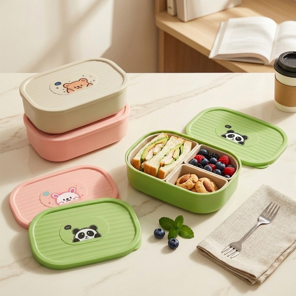 Meal Prep Microwave - Cute Plastic Divided Lunch Box For