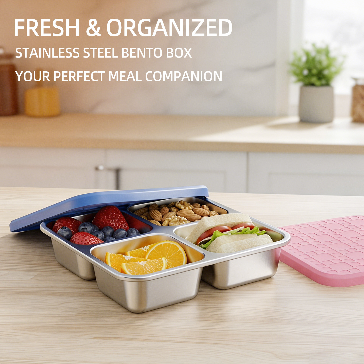 Meal Prep Container - 304 Stainless Steel Divided Lunch Container