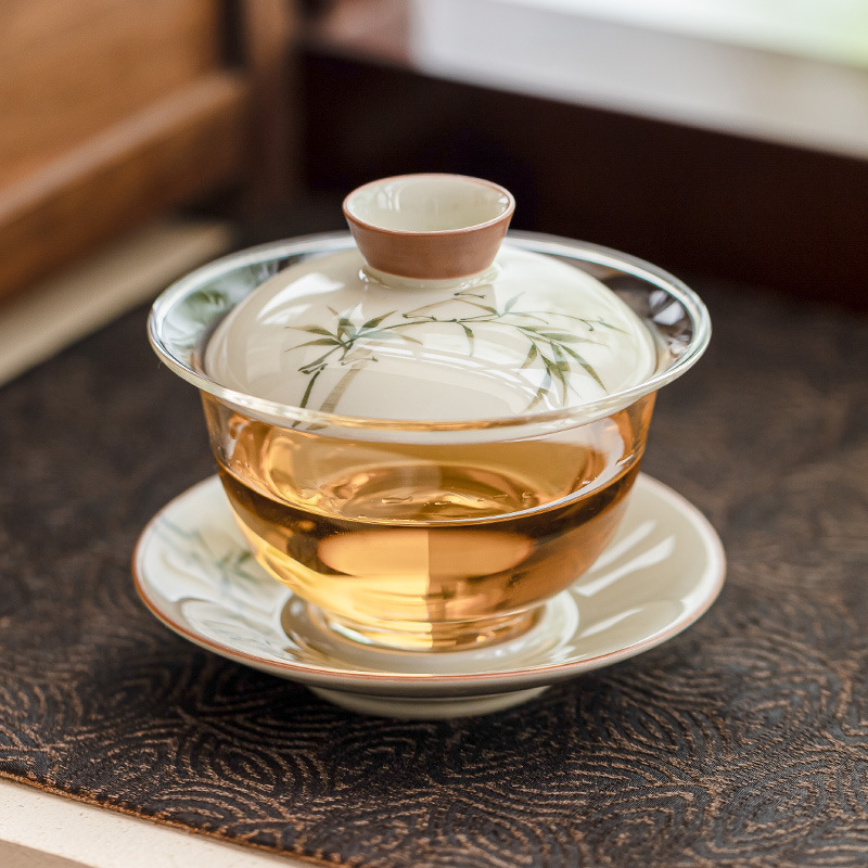 Hand Painted Bamboo Gaiwan For - Glass Container Set ulasan dan harga