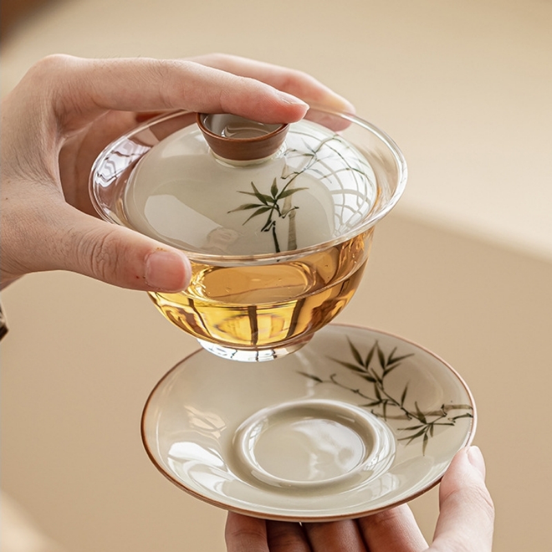 Hand Painted Bamboo Gaiwan For - Glass Container Set ulasan dan harga