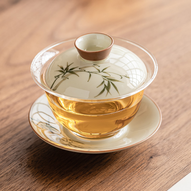 Hand Painted Bamboo Gaiwan For - Glass Container Set ulasan dan harga