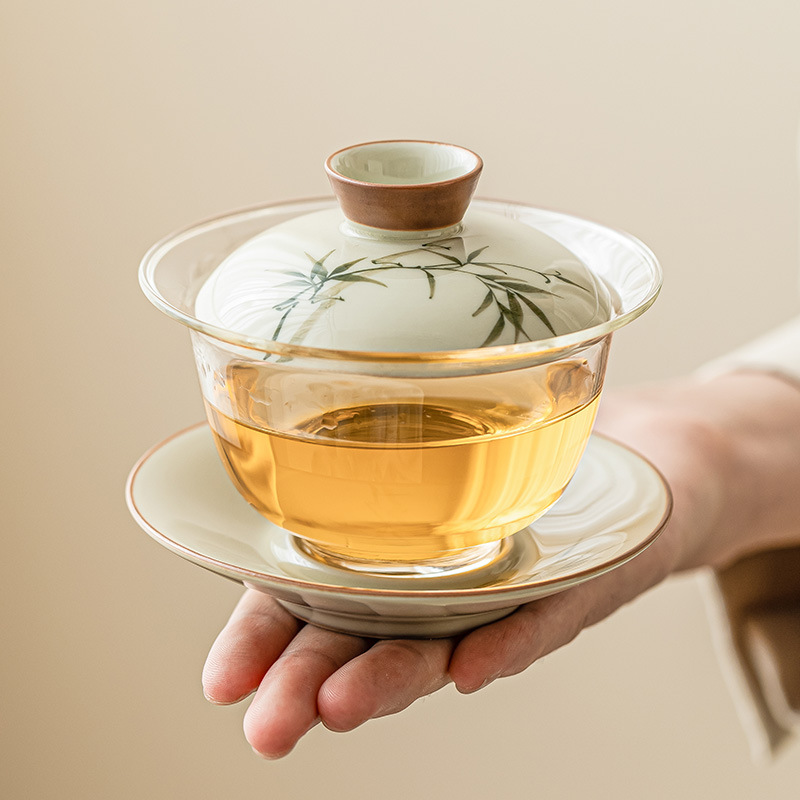 Hand Painted Bamboo Gaiwan For - Glass Container Set ulasan dan harga