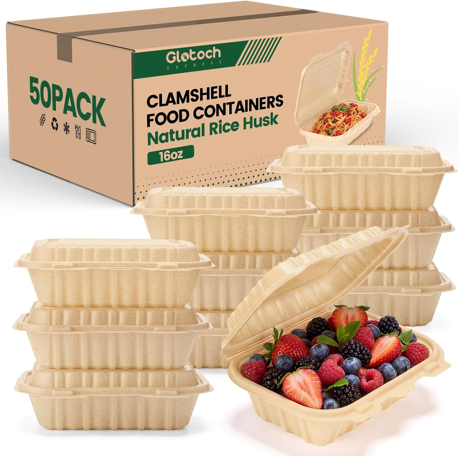 50 Pack 16oz Clamshell Take Ou - Meal Prep Microwave ulasan dan harga
