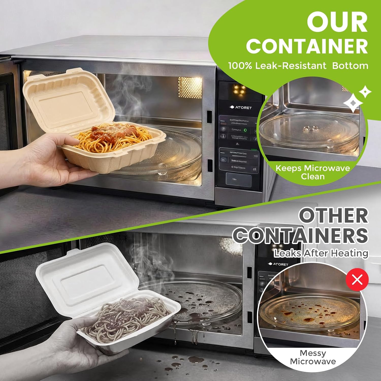 50 Pack 16oz Clamshell Take Ou - Meal Prep Microwave ulasan dan harga