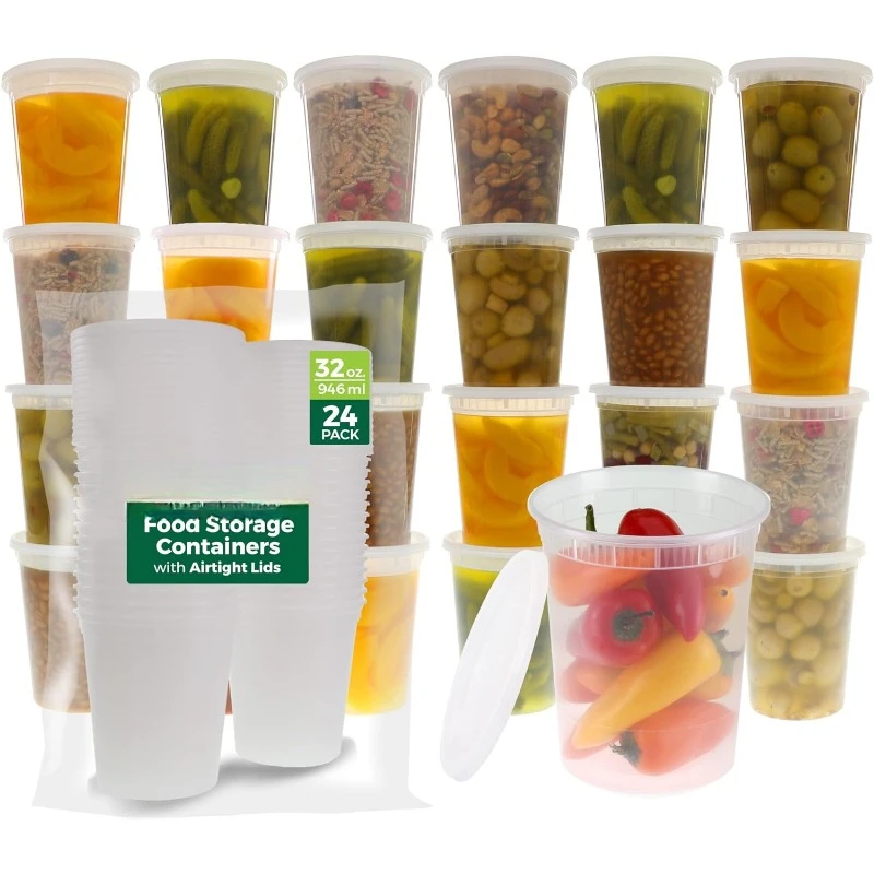 [24 Set] 8oz-32 Oz Plastic Del - Meal Prep Microwave ulasan dan harga