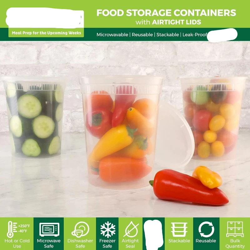 [24 Set] 8oz-32 Oz Plastic Del - Meal Prep Microwave ulasan dan harga