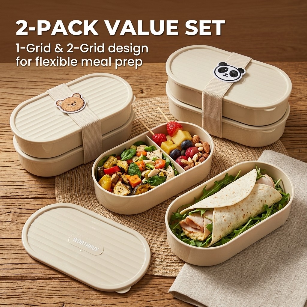 2Pcs/Set Cartoon Kids Bento Bo - Meal Prep Container ulasan dan harga