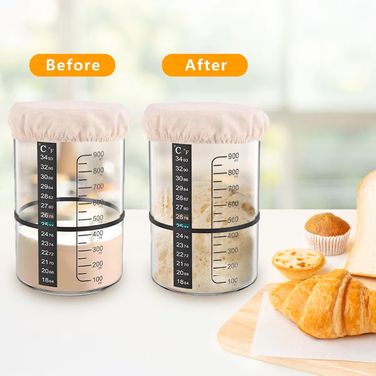 1500/900ml Sourdough Starter J - Glass Container Set ulasan dan harga
