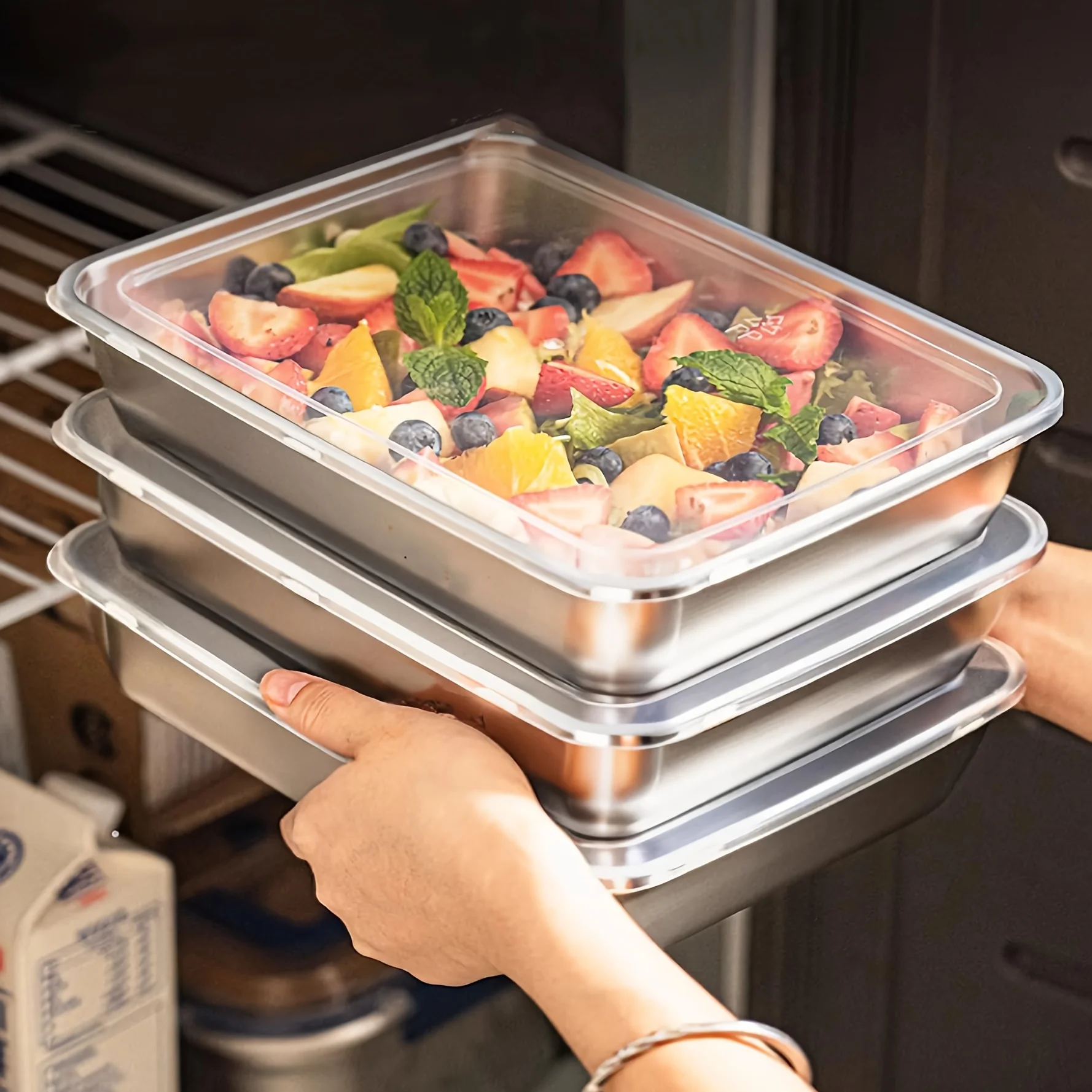 3pcs Stainless Steel Food Cont - Meal Prep Microwave ulasan dan harga