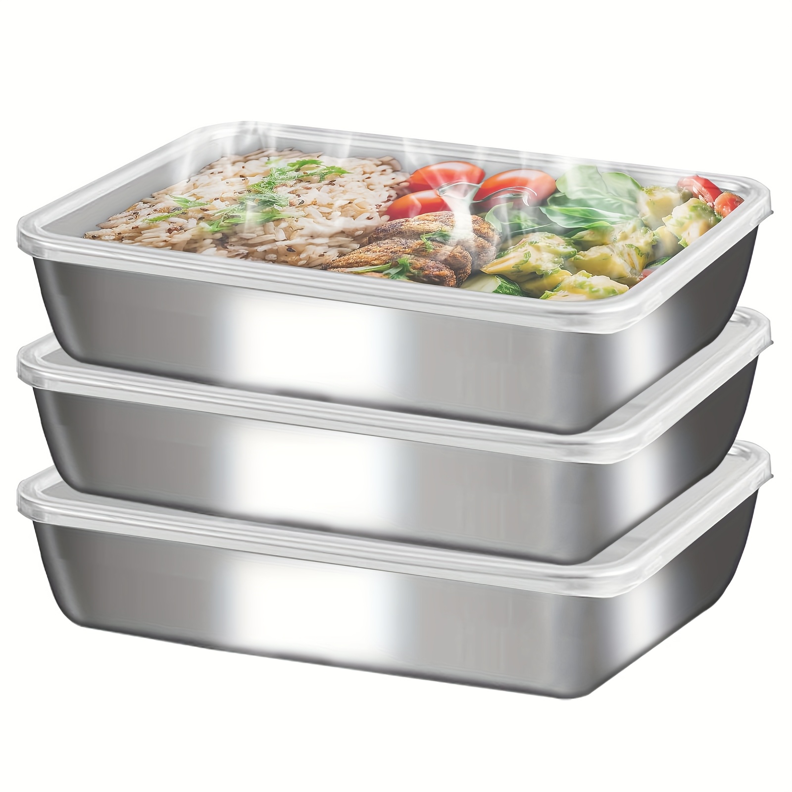 3pcs Stainless Steel Food Cont - Meal Prep Microwave ulasan dan harga