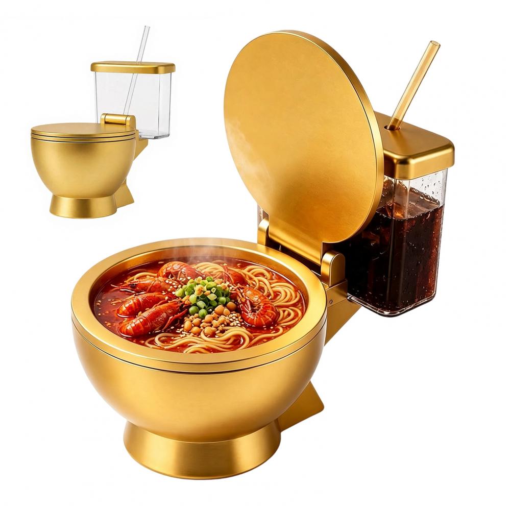 Toilet Shaped Ramen Bowl Set,  - Meal Prep Soup ulasan dan harga