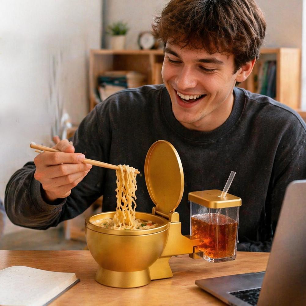 Toilet Shaped Ramen Bowl Set,  - Meal Prep Soup ulasan dan harga