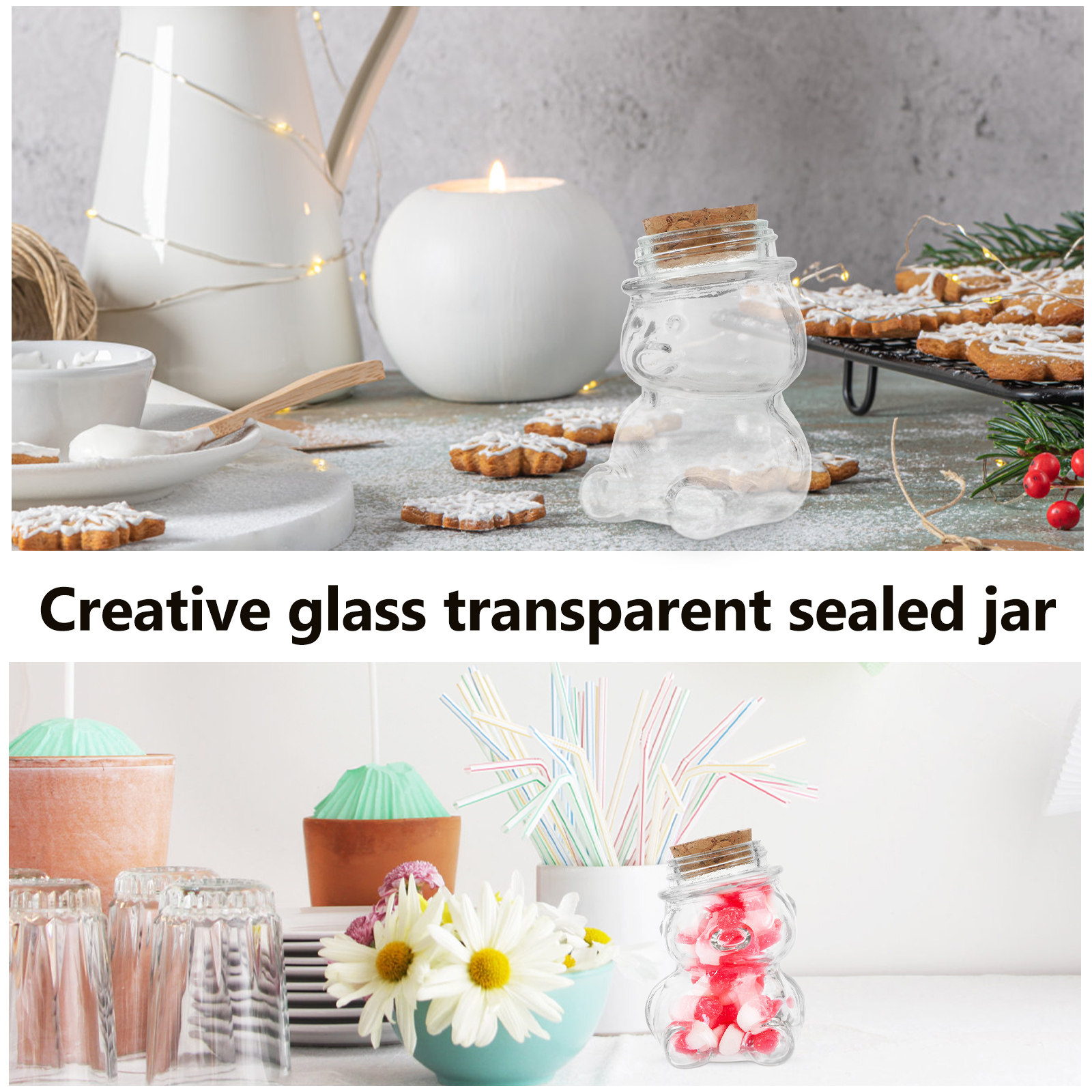 4Pcs Glass Candy Jar Set Trans - Glass Container Set ulasan dan harga