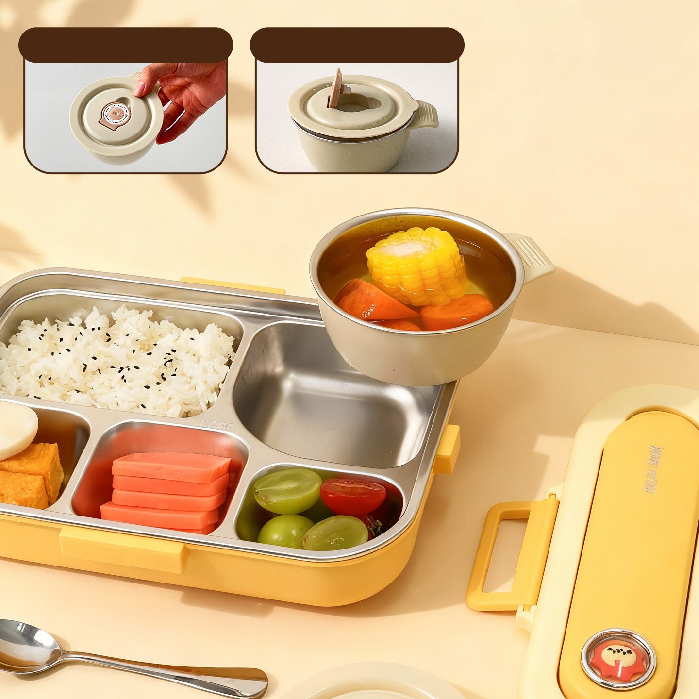 4/5 Grids Portable Bento Box W - Meal Prep Container ulasan dan harga