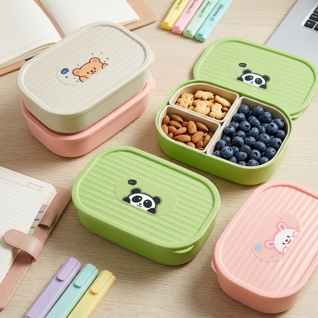 Cute Plastic Divided Lunch Box - Meal Prep Microwave ulasan dan harga