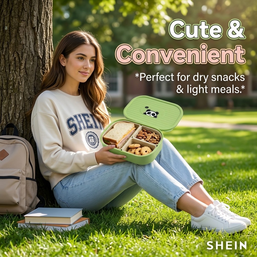 Cute Plastic Divided Lunch Box - Meal Prep Microwave ulasan dan harga